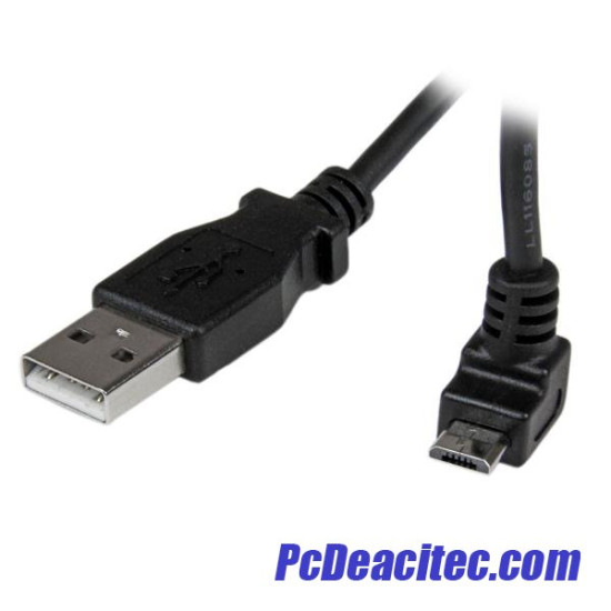 Cable USB A Macho a Micro USB B Macho, Acodado Ángulo 1m