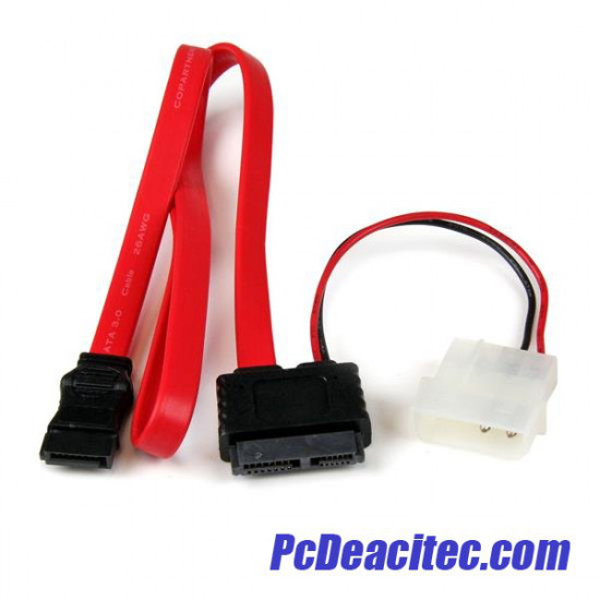 Cable SATA Slimline Línea Delgada a Molex Macho LP4 y SATA