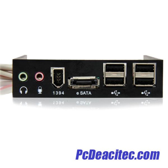 Panel Multipuertos para Bahía Frontal de 3.5 Pulgadas con Audio HD eSATA FireWire USB A