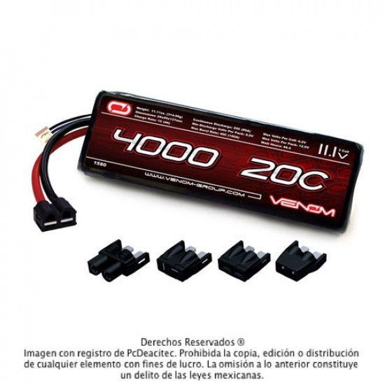 Venom LiPo 3S 11.1V 4000mAh 20C VNR1580 Venom LiPo 3S 11.1V 4000mAh 20C VNR1580