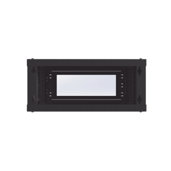 Gabinete de Montaje en Pared, Con Puerta de Cristal, Cuerpo Fijo con Rack, de 19in, 4UR, Color Negro