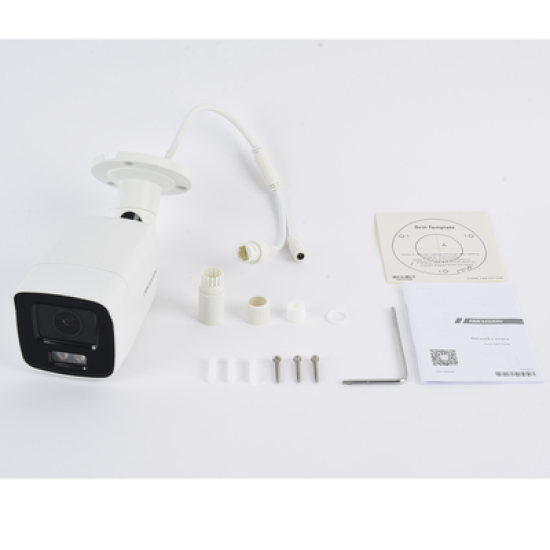 Bala IP 8 Megapixel / Imagen a Color 24/7 / PoE / Lente 2.8 mm / Luz Blanca 40 mts / Exterior IP67 / WDR 130 dB / Captura Facial  / Videoanaliticos (Filtro de Falsas Alarmas) / Micrófono Integrado / Metal / MicroSD