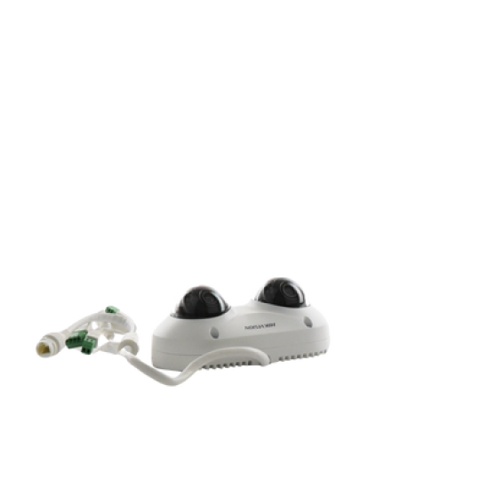 PanoVu Series / Lente Dual de 5 Megapixel / 2 Lentes Fijos de 2.8 mm / Recomendado para Pasillos o Esquinas / IP67 / IK10 / PoE / WDR 120 dB / 10 mts IR / Entrada y Salida de Audio y Alarma / MicroSD