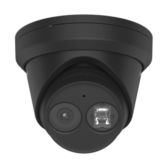 Turret IP 4 Megapixel / Color Negro / Lente 2.8 mm / 30 mts IR EXIR / Exterior IP67 / WDR 120 dB / PoE / ACUSENSE (Evita Falsas Alarmas)  / Micrófono Integrado / Metal / MicroSD / ONVIF / ACUSEARCH