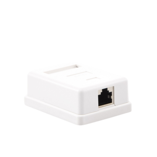 Caja de pared con 1 puerto Keystone, incluye jack STP Cat5e