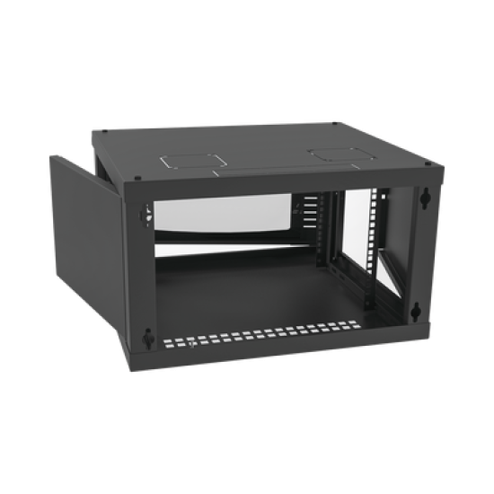 Gabinete para Montaje en Pared, con Puerta de Cristal Templado, Cuerpo Fijo, con 6 Unidades de Rack, de 19in, Fabricado en Acero
