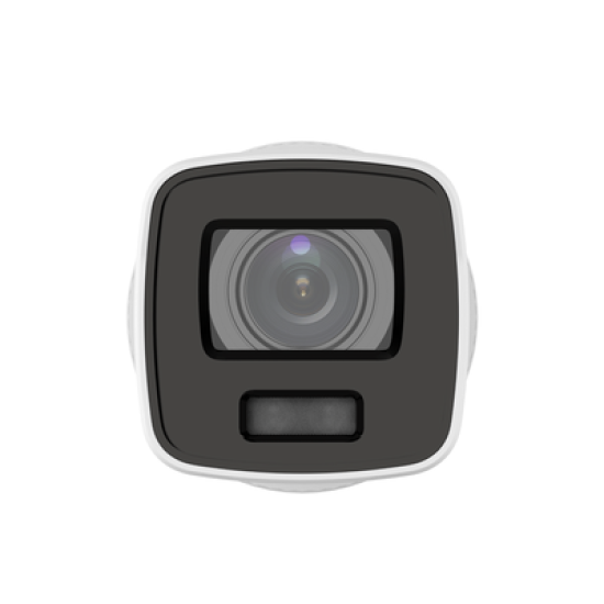Bala IP 8 Megapixel / Imagen a Color 24/7 / PoE / Lente 2.8 mm / Luz Blanca 40 mts / Exterior IP67 / WDR 130 dB / Captura Facial  / Videoanaliticos (Filtro de Falsas Alarmas) / Micrófono Integrado / Metal / MicroSD