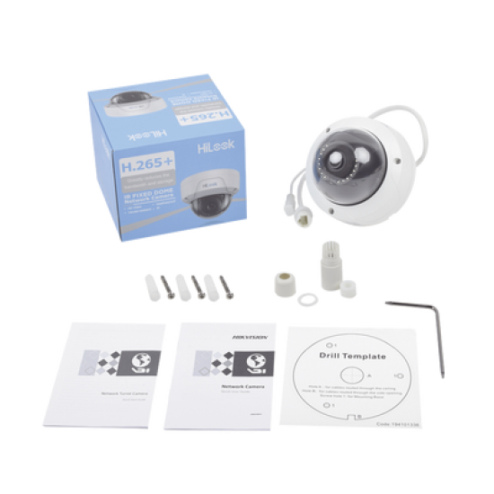 HiLook Series / Domo IP 2 Megapixel / 30 mts IR / Exterior IP67 / IK10 / dWDR / PoE / Lente 2.8 mm / Onvif