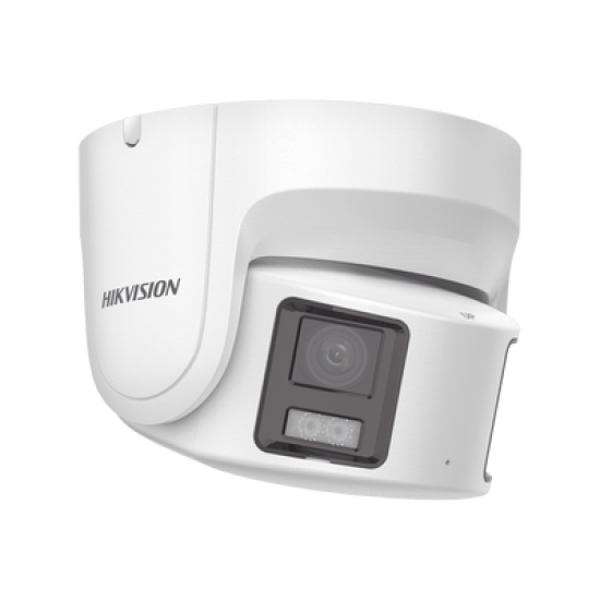 [ PROTECCIÓN ACTIVA ] Turret IP Panorámica 8 Megapíxel / 2 Lentes 4 mm (180°) / Imagen a Color 24/7 (ColorVu) / PoE / WDR 130° / IP67 / ACUSENSE / Luz Estroboscópica y Alarma Audible / 30 mts Luz Blanca / Micro SD