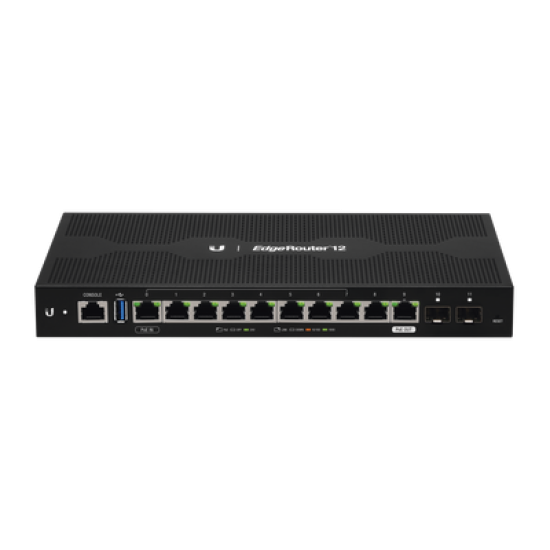 EdgeRouter 12, con 10 puertos 10/100/1000 Mbps + 2 puertos SFP, con funciones avanzadas de ruteo