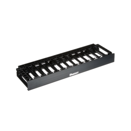 Organizador de Cables Horizontal NetManager de Alta Densidad, Sencillo (Solo Frontal), Para Rack de 19in, 1UR