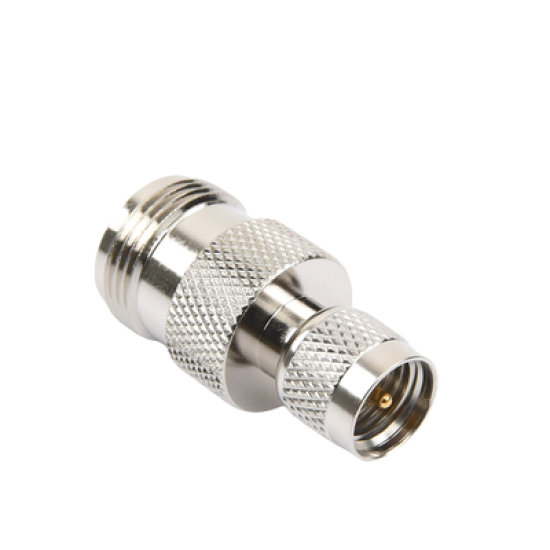 Adaptador en Línea, de Conector Mini-UHF Macho a N Hembra, Níquel/ Oro/ Teflón.