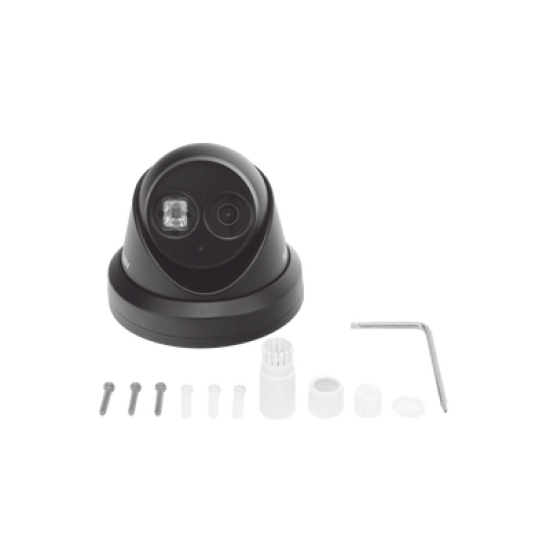 Turret IP 4 Megapixel / Color Negro / Lente 2.8 mm / 30 mts IR EXIR / Exterior IP67 / WDR 120 dB / PoE / ACUSENSE (Evita Falsas Alarmas)  / Micrófono Integrado / Metal / MicroSD / ONVIF / ACUSEARCH