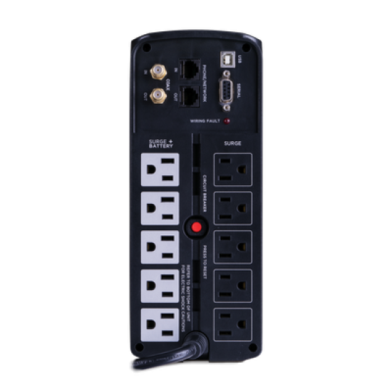 UPS de 1000 VA/600 W, Topología Línea Interactiva, Entrada 120 Vca NEMA 5-15P, Tipo Torre, Con 10 Tomas NEMA 5-15R, 5 años de garantía