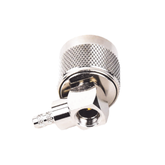 Conector N Macho en A/R de Anillo Plegable para Cables RG-58/U, RG-142/U, Niquel/ Oro/ Teflón.