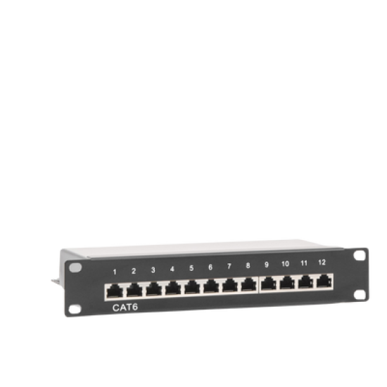 Panel de parcheo de impacto (110) Blindado (STP) de 12 puertos Cat6, 10in 
