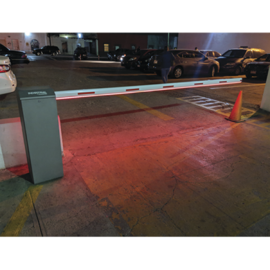 Barrera vehicular derecha / Soporta brazo de hasta 5.5 m / Final de carrera ajustable por programación / Movimiento fluido / Diseño elegante color Gris