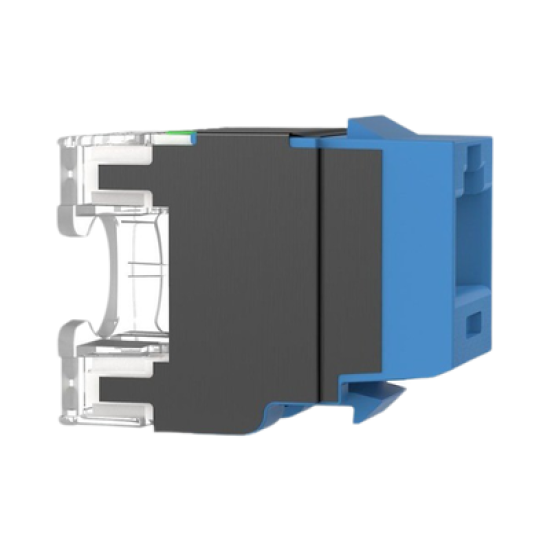 Conector Jack Estilo 110 (de Impacto), Tipo Keystone, Categoría 6A, de 8 posiciones y 8 cables, Color Azul
