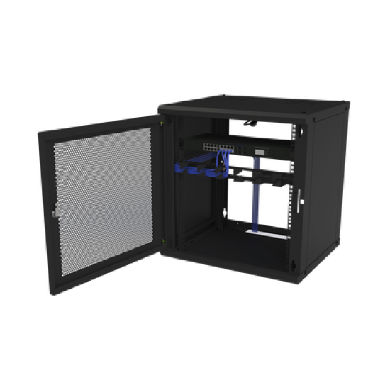 Gabinete de Pared Fijo, Puerta Perforada, Rack 19in,  de 12 Unidades de Rack