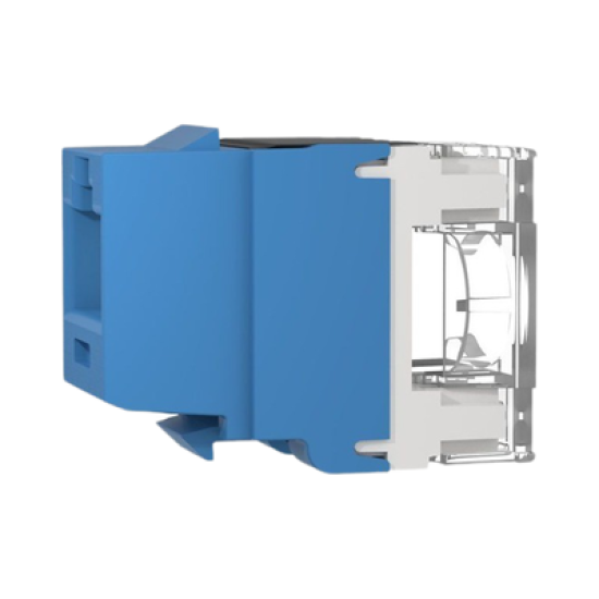 Conector Jack Estilo 110 (de Impacto), Tipo Keystone, Categoría 6A, de 8 posiciones y 8 cables, Color Azul