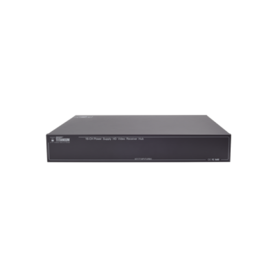 Kit de TRANSCEPTOR ACTIVO DE 16 Canales / VIDEO+PODER en un solo Cable UTP / 150m en 4K, 200m en 5 MP/ Envía 36 Vcc y recibe 12 Vcc / TODO INCLUIDO PARA RACK / Compatible con cámaras HD-TVI/CVI/AHD/CVBS / Instalación Limpia 