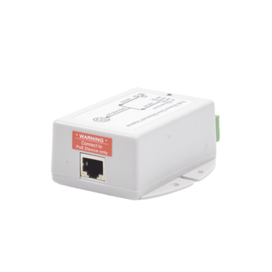 Inyector POE para Aplicación Solar, Entrada 9-36 Vcc, Salida Pasivo en 24 Vcc 10/100/1000 Mbps, Hasta 19 Watts