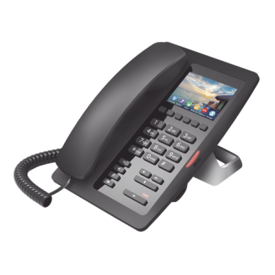 (H5W Color Negro)Teléfono IP WiFi para Hotelería, profesional de gama alta con pantalla LCD de 3.5 pulgadas a color, 6 teclas programables para servicio rápido (Hotline) PoE 