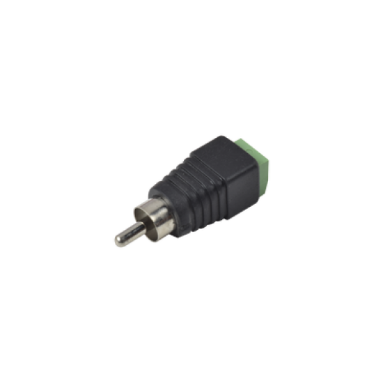 Adaptador RCA MACHO Tipo Jack Polarizado / Terminales Tipo Tornillo / Polarizado (+/-) / Recomendado para Video y AUDIO en sistemas de video vigilancia a 2 Hilos.