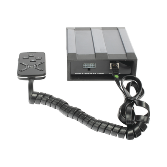 Sirena Vehicular de 100W de Potencia, Con Controlador Unimando Para Tonos, 2 Salidas Auxiliares y Microfono