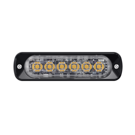 Luz Auxiliar de 6 LED, Roja, Bisel Negro, Lente Transparente