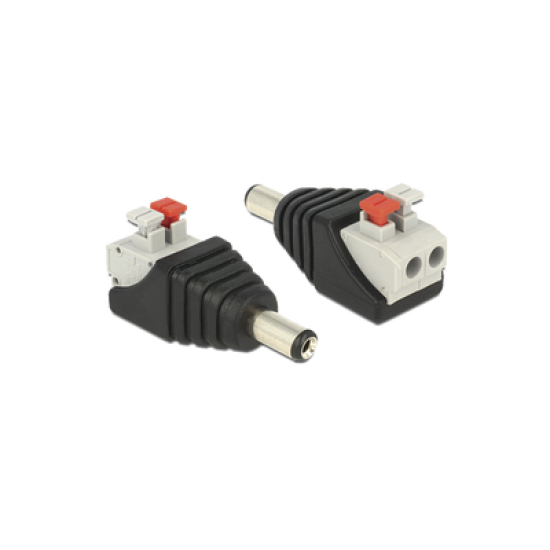 Adaptador tipo Jack de 3.5 mm Macho Polarizado de 12 Vcc con Terminales de Presión.