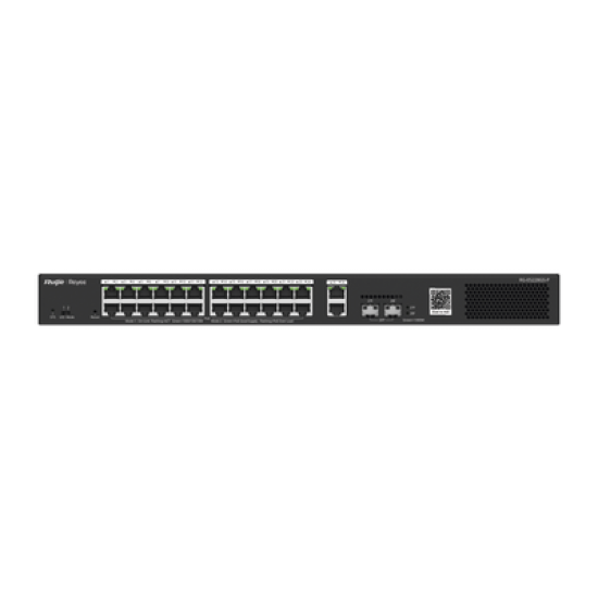 Switch Smart PoE con 24 puertos Gigabit PoE 802.3af/at + 2 SFP para fibra 1Gb, gestión gratuita desde la nube, 370w