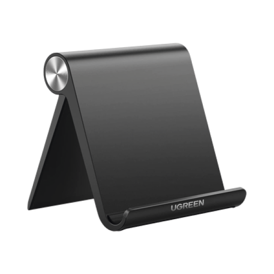 Soporte de Escritorio para Tablet /  Ajustable de 0° a 100° / Goma Antiarañazos / Antideslizante / Amplia Compatibilidad con dispositivos de 4'' a 13'' / Plegable / ABS / Color Negro