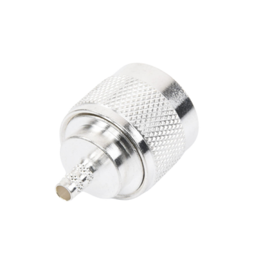 Conector Coaxial N Macho de Anillo Plegable para Cable RG-142/U, Plata/ Oro/ Teflón.