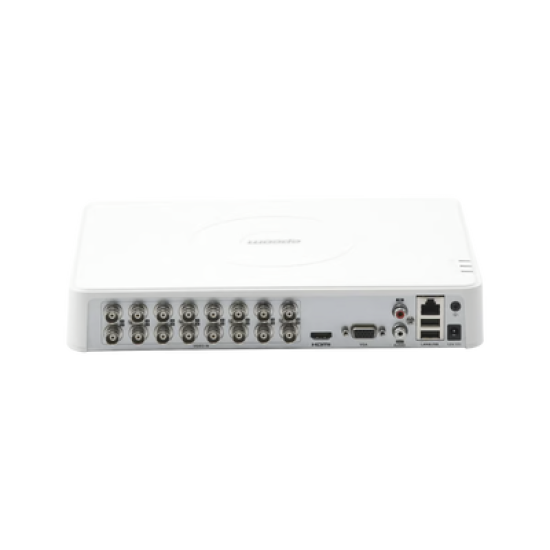 DVR 16 Canales TurboHD + 2 Canales IP / 2 Megapixel (1080p) Lite / Acusense Lite (Evita Falsas Alarmas) / Audio por Coaxitron / 1 Bahía de Disco Duro / H.265+ / Salida de Video Full HD