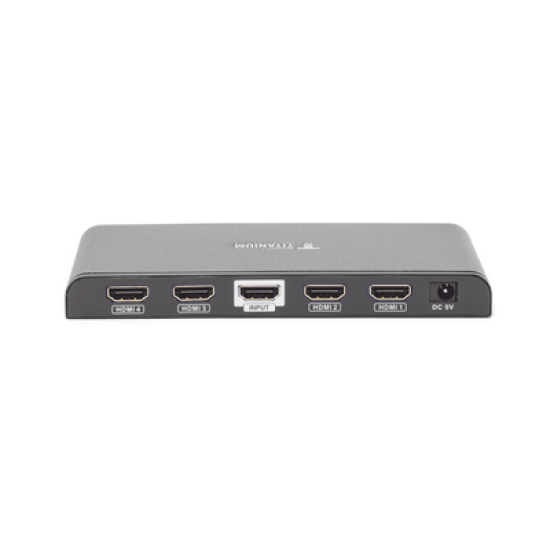 Divisor (Splitter) HDMI 4K de 1 Entrada a 4 Salidas (Simultaneas) / Soporta 4K×2K / Soporta hasta 4 equipos con conexión en Cascada / HDMI 3D  / HDR / HDMI 1.4 /  HDCP 1.4  / Audio PCM / Longitud del cable de entrada ≤30m y salida ≤25m.
