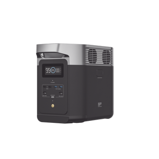 Estación de Energía Portátil Delta 2 1024Wh Litio LFP / 6 AC 1800 W (Max. 2200W) / 2 USB-C 100W / Capacidad para Aumentar Respaldo / Cargador de Coche 10A a 12.6V / Conectividad WiFi y Bluetooth (App) / Carga Solar 500W Max.