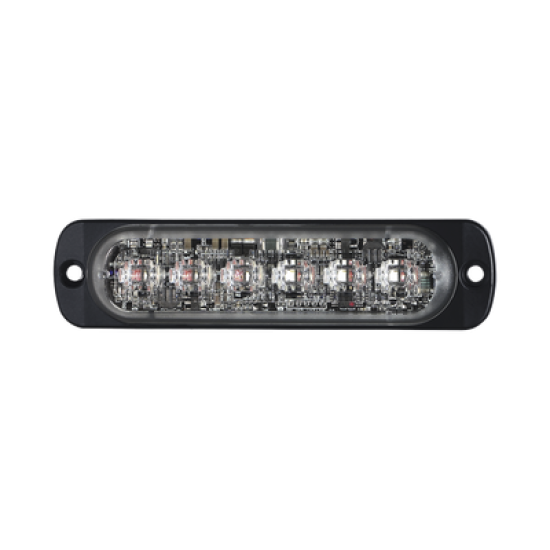 Luz Auxiliar de 12 LED, Rojo/Claro, SAE, Bisel Negro, Lente Transparente