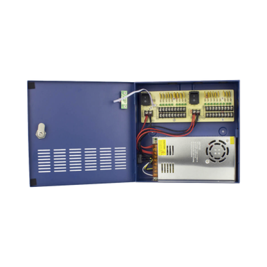 Fuente de Poder Profesional HEAVY DUTY @ 30 Amperes / 18 canales / Hasta 2.5 Amperes por Salida / Protección Contra Sobrecargas / Filtro de Ruido por Canal / Aprobaciones: IEC/EN/UL/CSA, 60950 GB4943. 