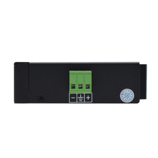 Inyector PoE Industrial / DC entrada 12-57V / PoE salida de Hasta 90W / Carcasa de Metal / Riel DIN / Aplicaciones CCTV