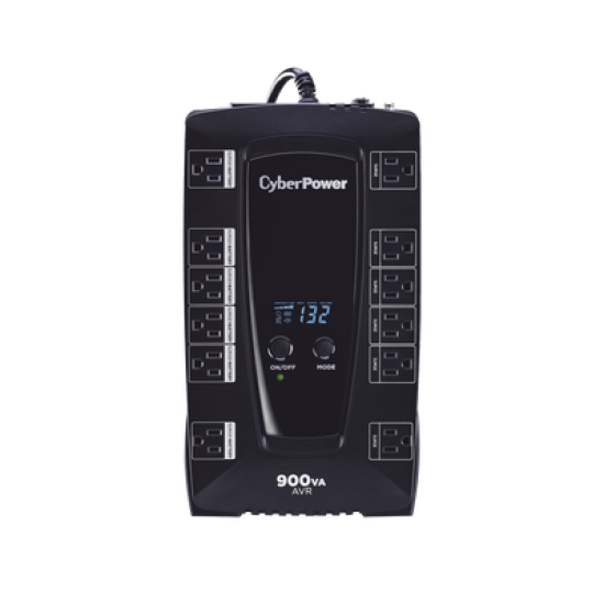 UPS de 900 VA/480 W, Topología Línea Interactiva, Entrada 120 Vca NEMA 5-15P, Tipo Gabinete Compacto, Con 12 Tomas NEMA 5-15R