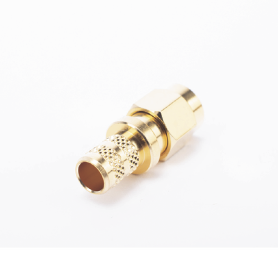 Conector SMA Macho Inverso de Anillo Plegable para Cables 9258, RG-8/X, LMR-240, Oro/Oro/Teflón.