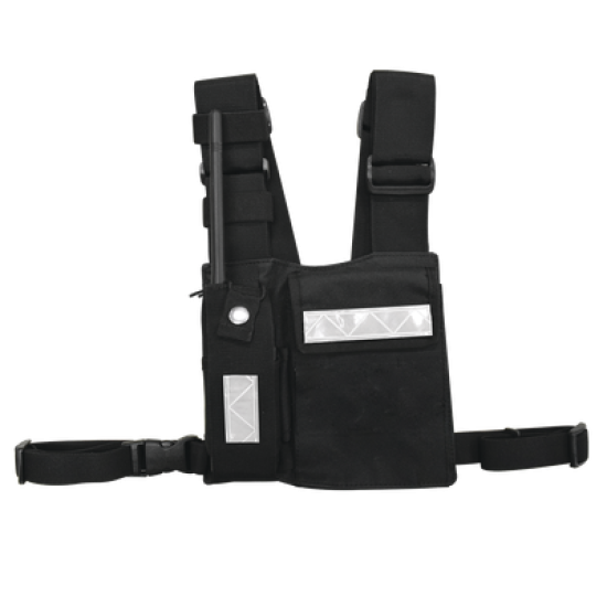 Pechera Universal Sin Logo con Soporte para Radio y Bolígrafo más Bolsa con Cinta Adherente para su Seguridad.