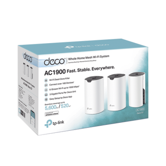 Kit 3 Routers Inalámbricos MESH Interior para Hogar / Doble Banda Wi-Fi 5 AC1900 Mbps / 3 Puerto Gigabit WAN/LAN / 3 Antenas Internas / Administración Mediante la App Deco (iOS, Android) 