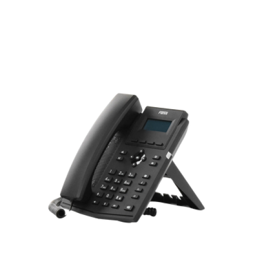 Teléfono IP empresarial para 2 lineas SIP con pantalla LCD, Códec Opus, conferencia de 3 vías, PoE.