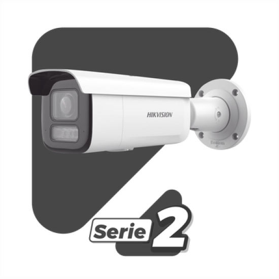 [Dual Light + 2 Micrófonos Integrados] Bala IP 4 Megapixel / Lente Mot. 2.8 a 12 mm / 60 mts Luz Blanca + 60 mts IR / ACUSENSE / Exterior IP67 / IK10 / WDR 120 dB / PoE+ / ONVIF / Alarmas I/O / Micro SD / Metal / ACUSEARCH