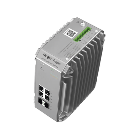 Switch Industrial PoE hasta , Ideal para temperaturas Extremas y protección contra descargas, 4 Puertos Gigabit PoE 802.3 af/at, 2 puertos SFP Administrable Cloud