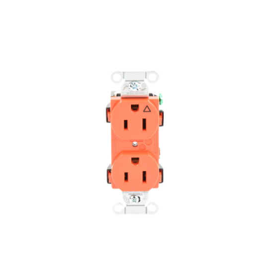 Contacto Dúplex Conexión a Tierra Aislada/ 15A 125V/ 2 polos 3 Hilos/ Nema 5-15R /Grado Comercial/ Color Naranja.
