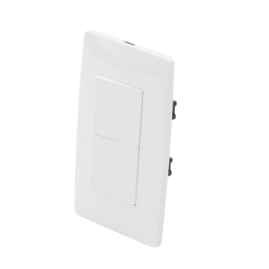 Apagador Dúplex de 10 A/ 127 V CA ~ 60 Hz /  1 1/2 Módulos / Color Blanco.