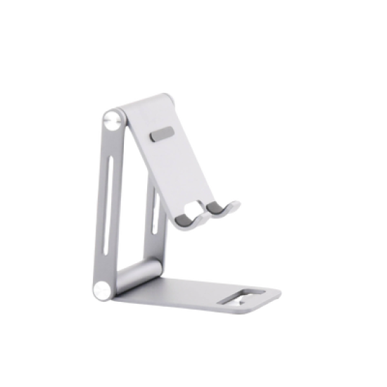 Soporte para Teléfono Celular de Aluminio | Angulo Ajustable | Amplia Compatibilidad con dispositivos de 4.7'' a 7.9'' | Antideslizante | Antiarañazos | Plegable | Color Gris.